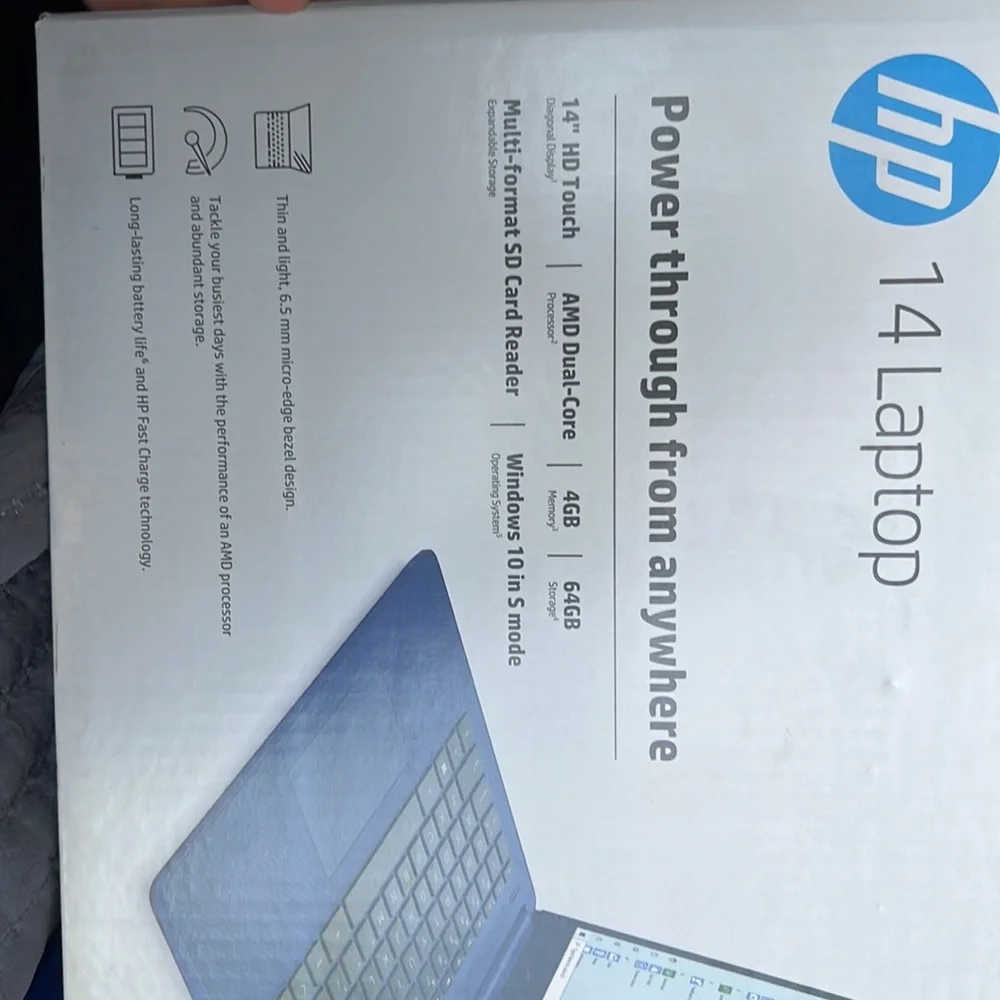 HP 14 laptop touch screen 4 gigabytes of memory and 64 GB of storage